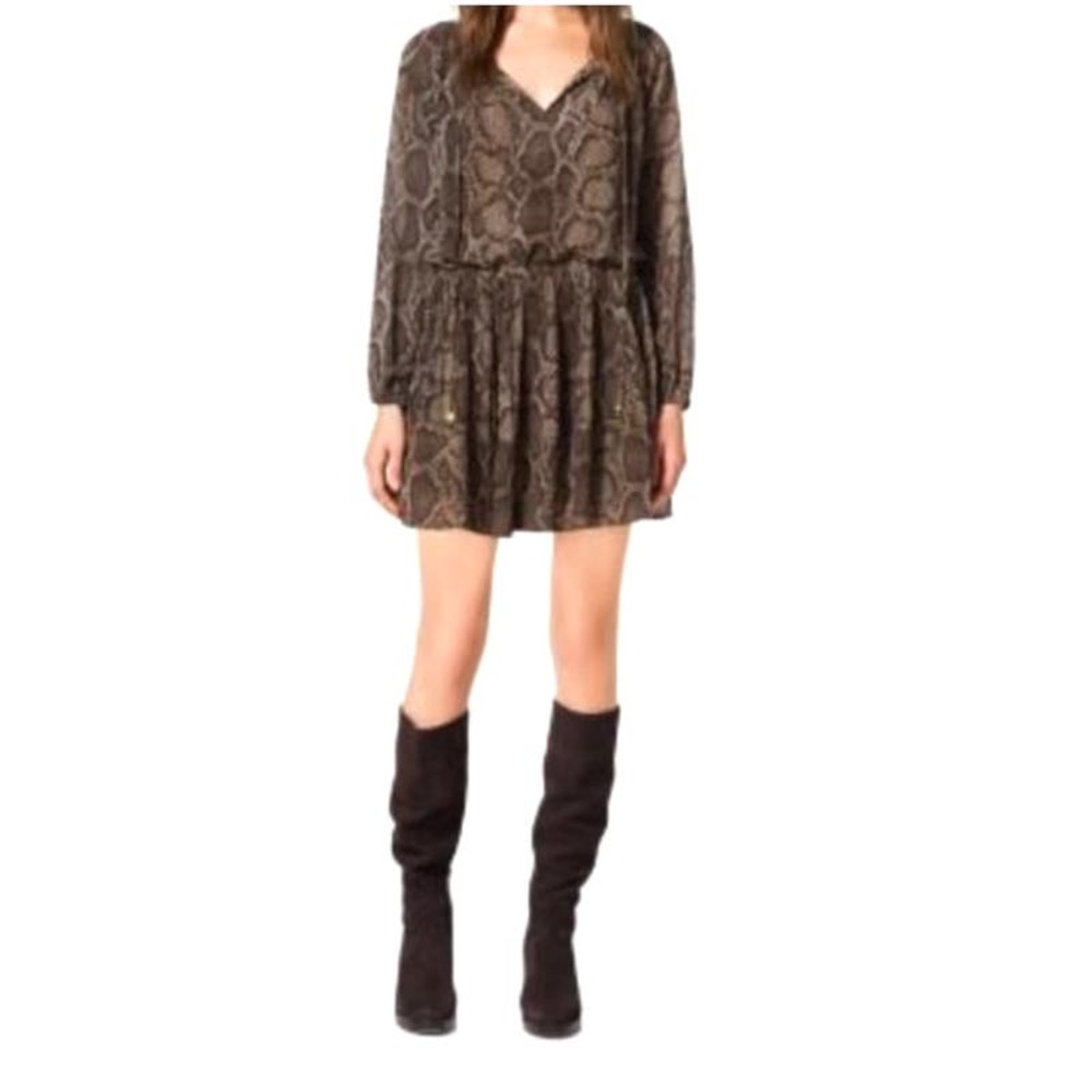 Michael Kors python print pleated‎ peasant dress - size xxs